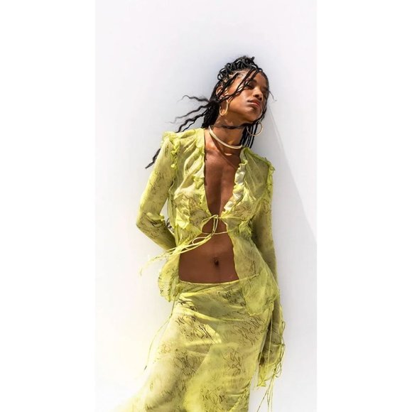 NWT Rat & Boa Cobra Blouse in Lime Green - Picture 1 of 5